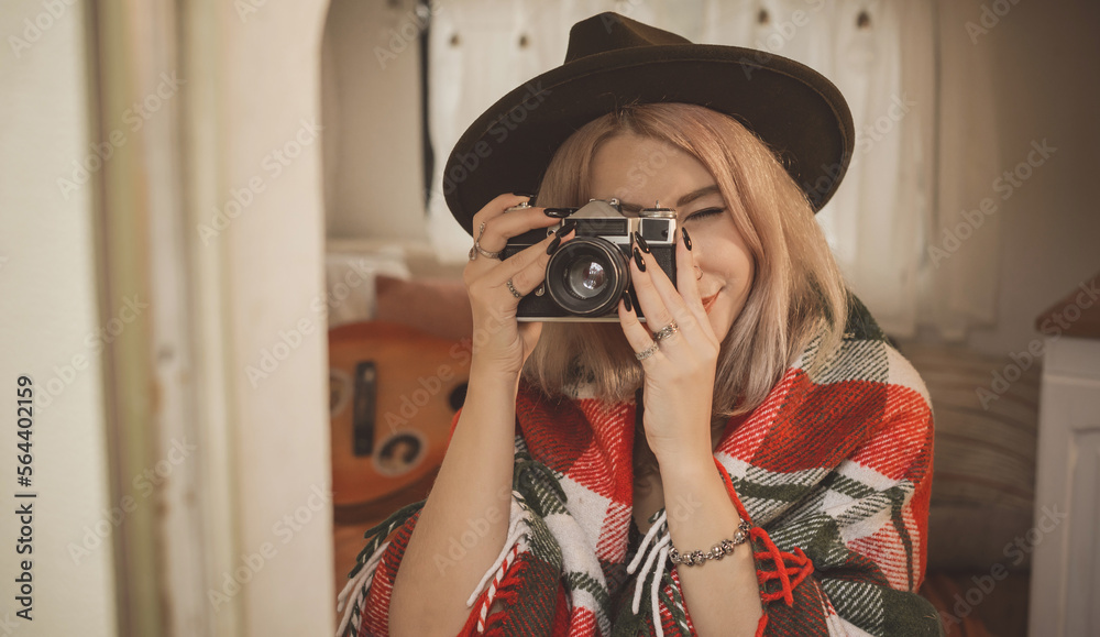 Casual Boho collection of women's clothes. European blonde woman stylish dress. Concept of fashion, happy nice natural beautiful woman Casual Boho collection of women's clothes. European blonde woman stylish dress. Concept of fashion, happy nice natural beautiful woman
