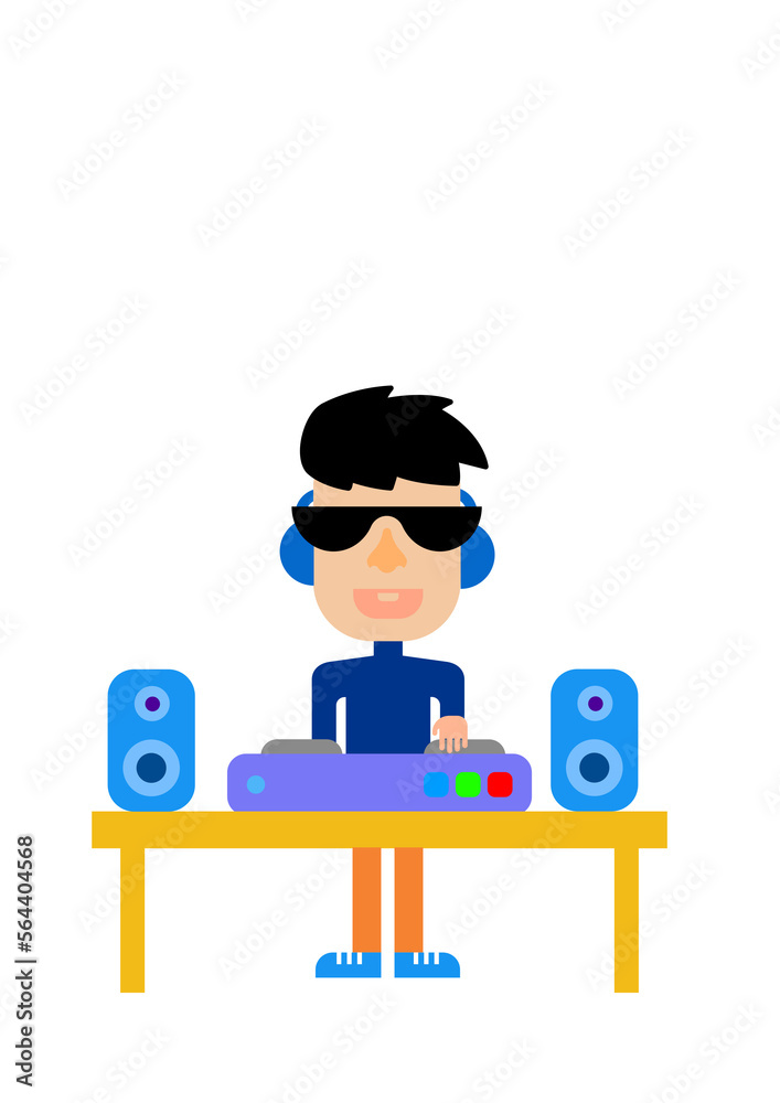 DJ with his party equipment on a transparent background DJ with his party equipment on a transparent background