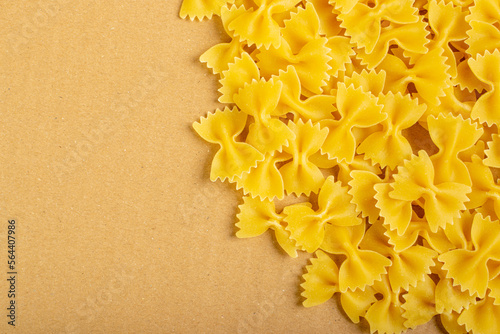 Raw Farfalle Pasta Texture Background, Yellow Dry Butterfly Noodles Pattern, Wheat Bow Macaroni Mockup