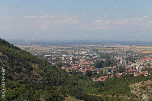 Asenovgrad is a town in central southern Bulgaria. Panorama  view of the city from the Rhodope Mountains.