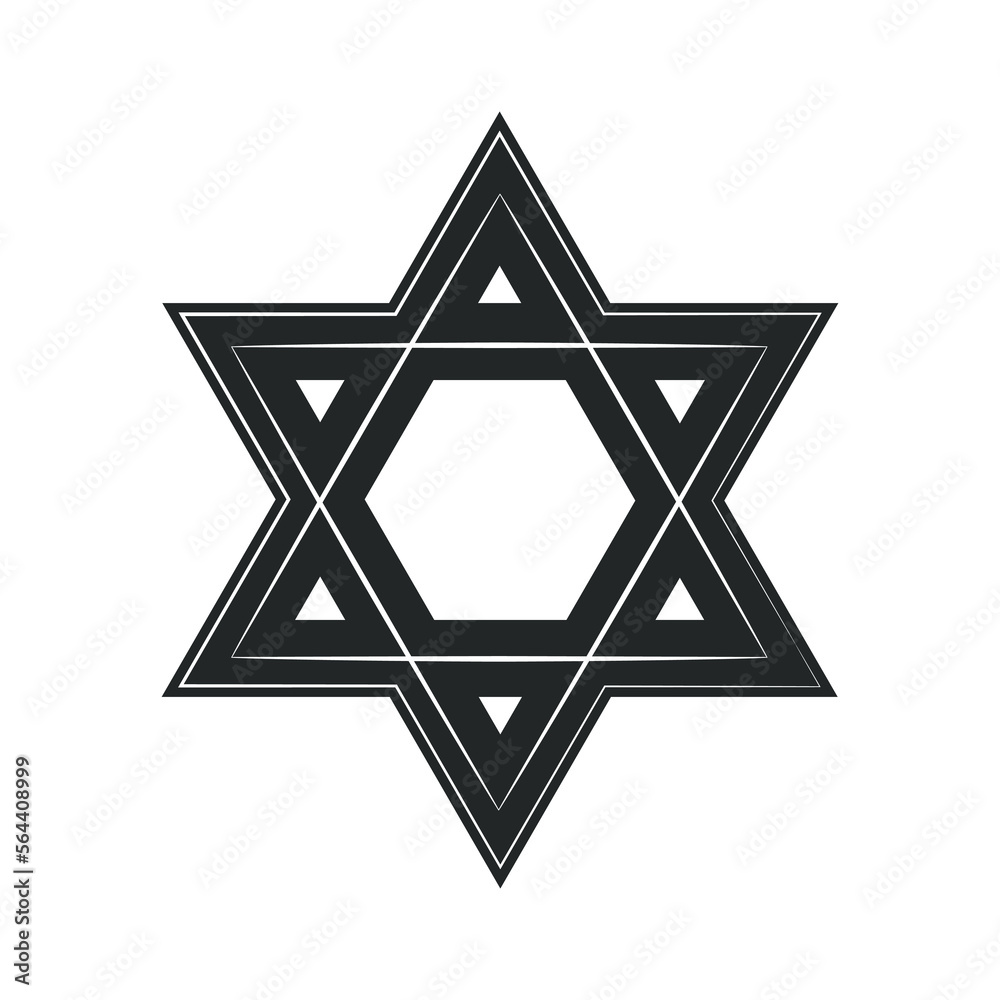 Judaism icon. Vintage Star of David icon isolated on white background. Vector illustration