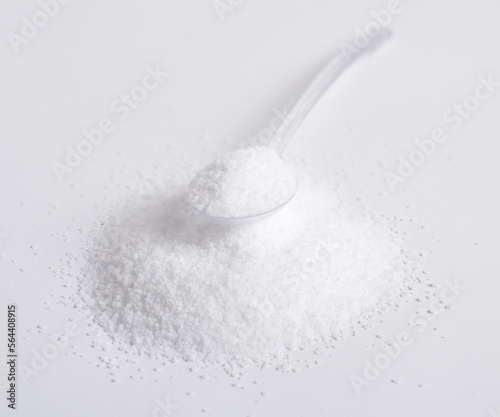 Stevioside powder. Natural sweetener on white background
