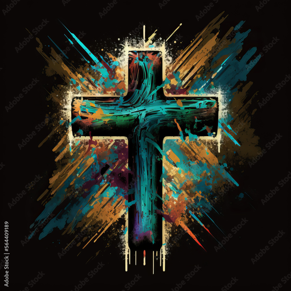 Abstract religious cross symbol. Generative ai