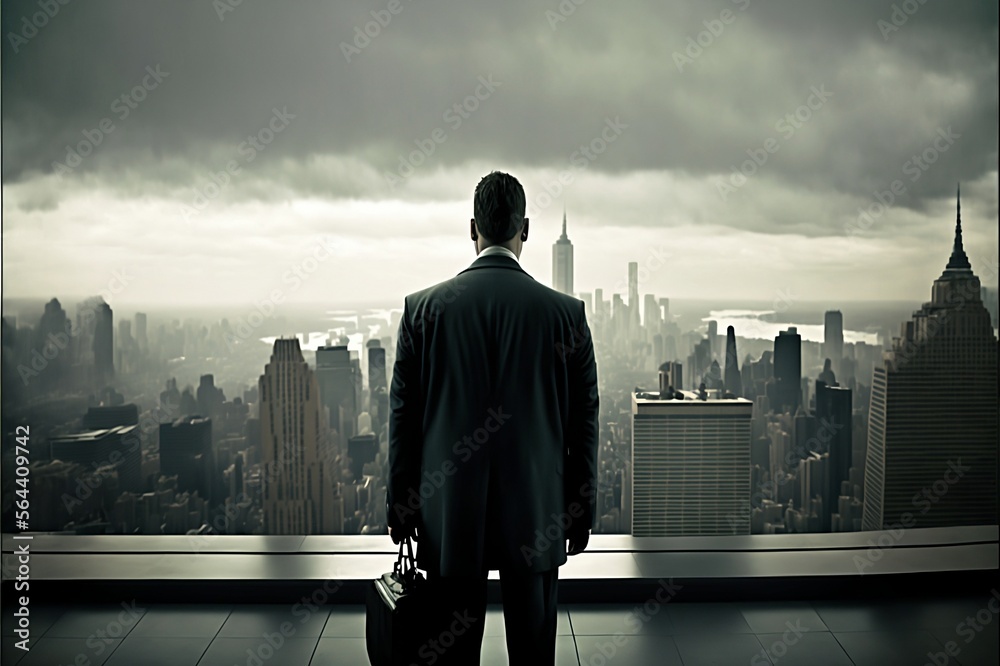Fototapeta premium Businessman standing on the building
