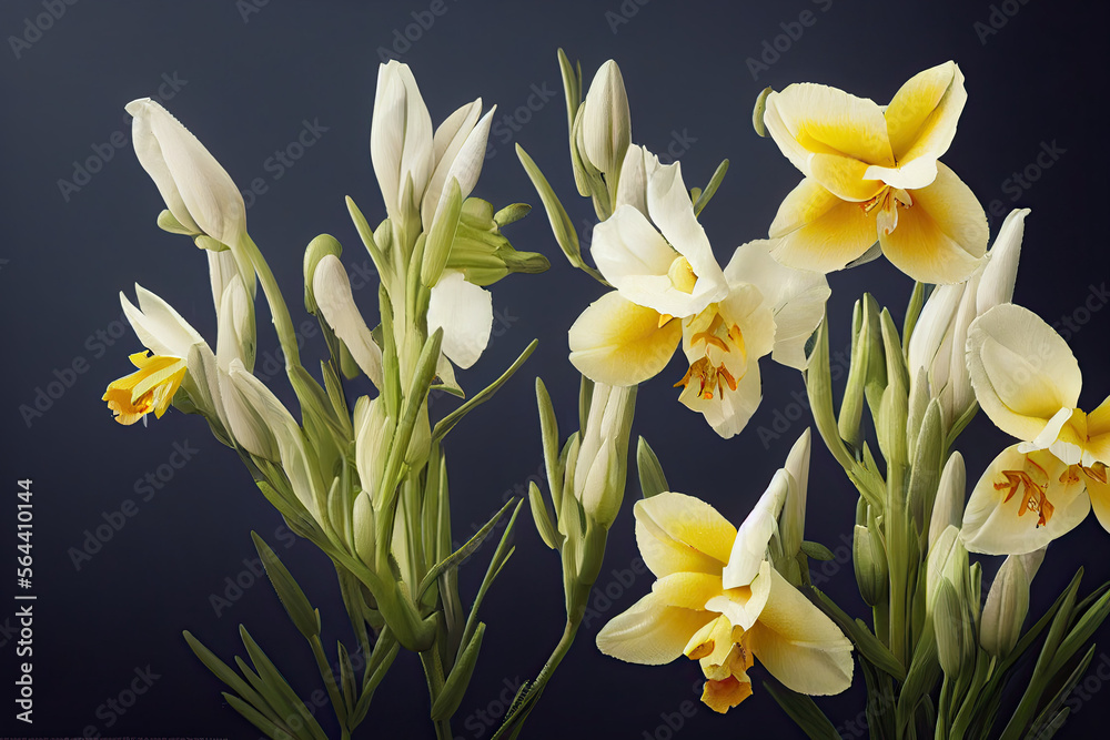 Obraz premium Freesia flower closeup, Generative AI