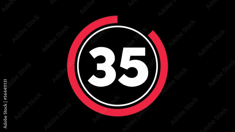Simple 40 seconds countdown timer. Thick numbers and animated circle shaped indicator. Red and White colour on black background. Simple 40 seconds countdown timer. Thick numbers and animated circle shaped indicator. Red and White colour on black background.