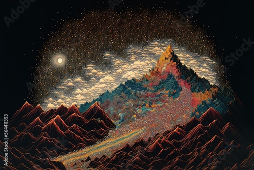 amazing landscapes, Geof Darrow, Fred Tomaselli, and Max River Generative AI photo