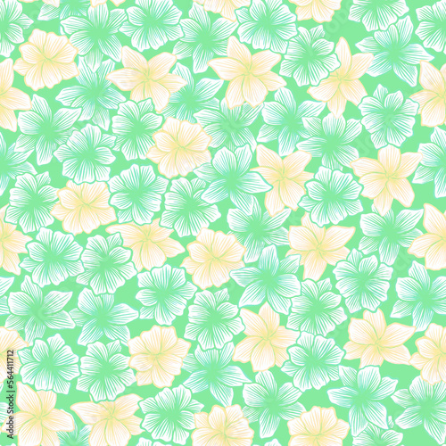 Green and yellow floral seamless pattern