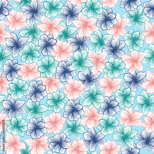 Pastel hawaiian flowers seamless pattern
