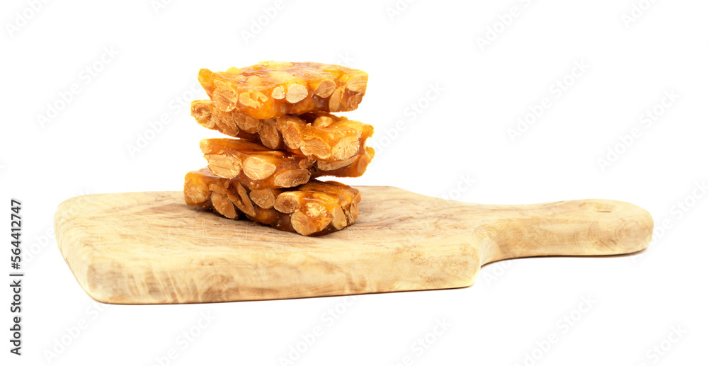 Fototapeta premium Turron Guirlache, traditional Spanish Christmas confection, isolated on white background