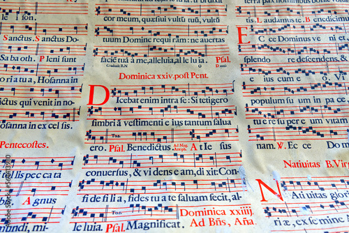 close-up of a book of Gregorian chants