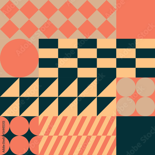 Art composition of geometric patterns made of vector abstract elements, useful for website background, poster design, magazine front page, banners, print cover.