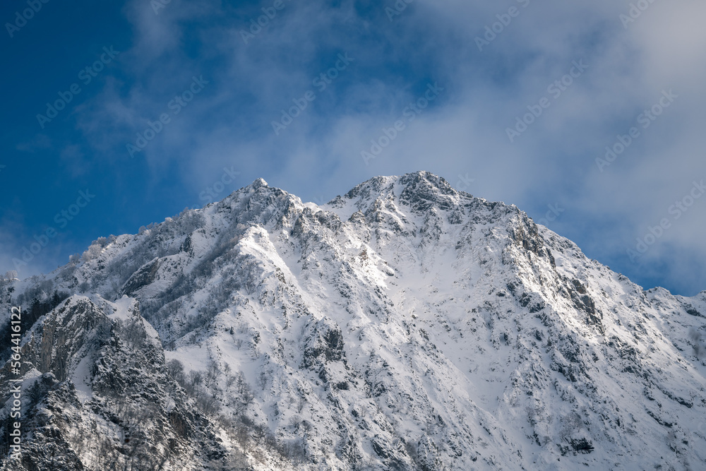 Snowy Pyrenees mountain landscape in winter