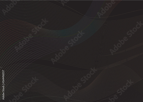 Abstract Waves vector design isolated on dark black background.