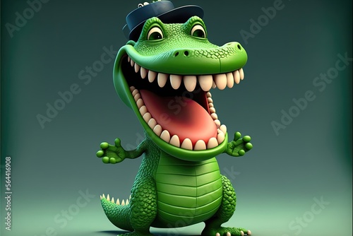 Cute 3D Cartoon alligator character © AdriFerrer
