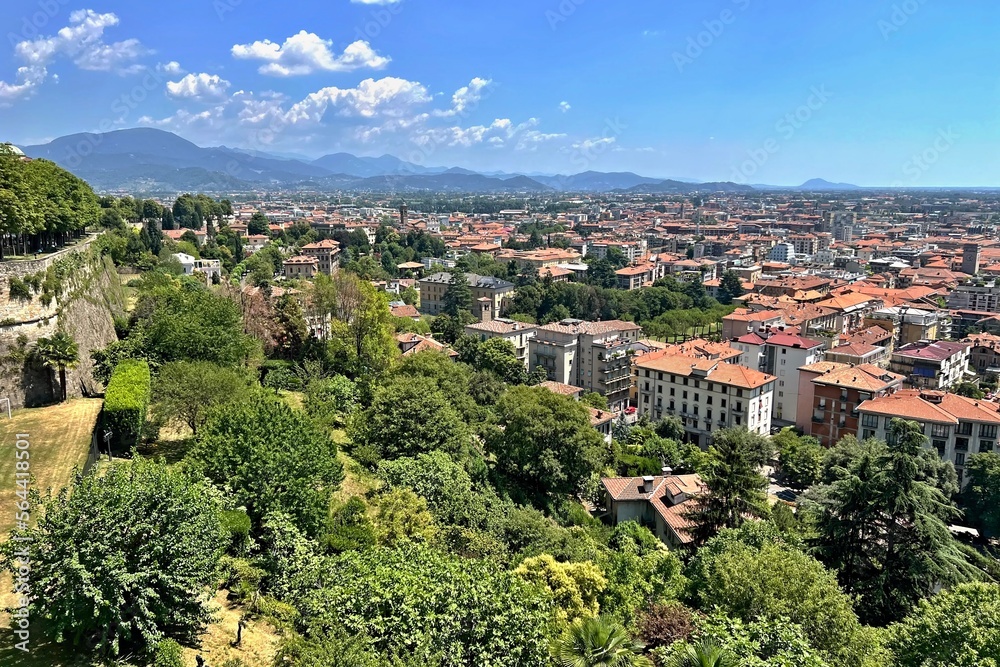 view of the city of Bergamo from the walls