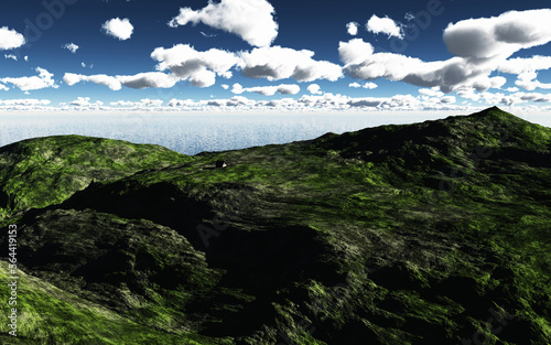 海の見える丘　3DCG風景