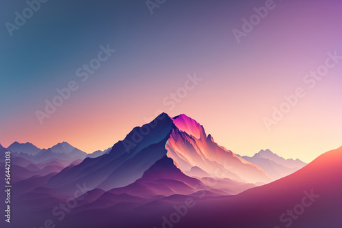 Colorful peaks sunrise in the mountains