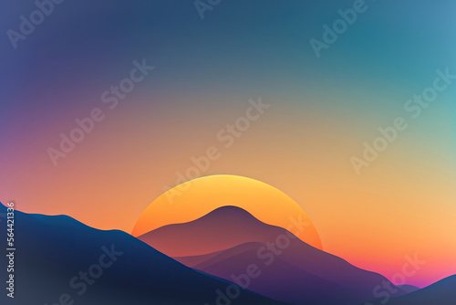 Colorful peaks sunrise in the mountains