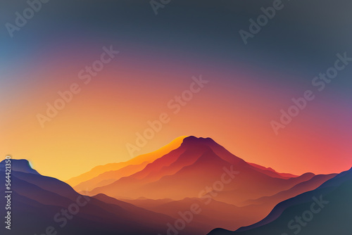 Colorful peaks sunrise in the mountains