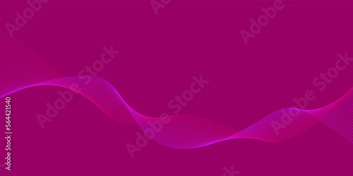 Dark background Pink wave lines Flowing waves Abstract digital equalizer sound wave. Flow. Line Vector illustration for tech futuristic innovation concept Purple Violet background Graphic design Curve