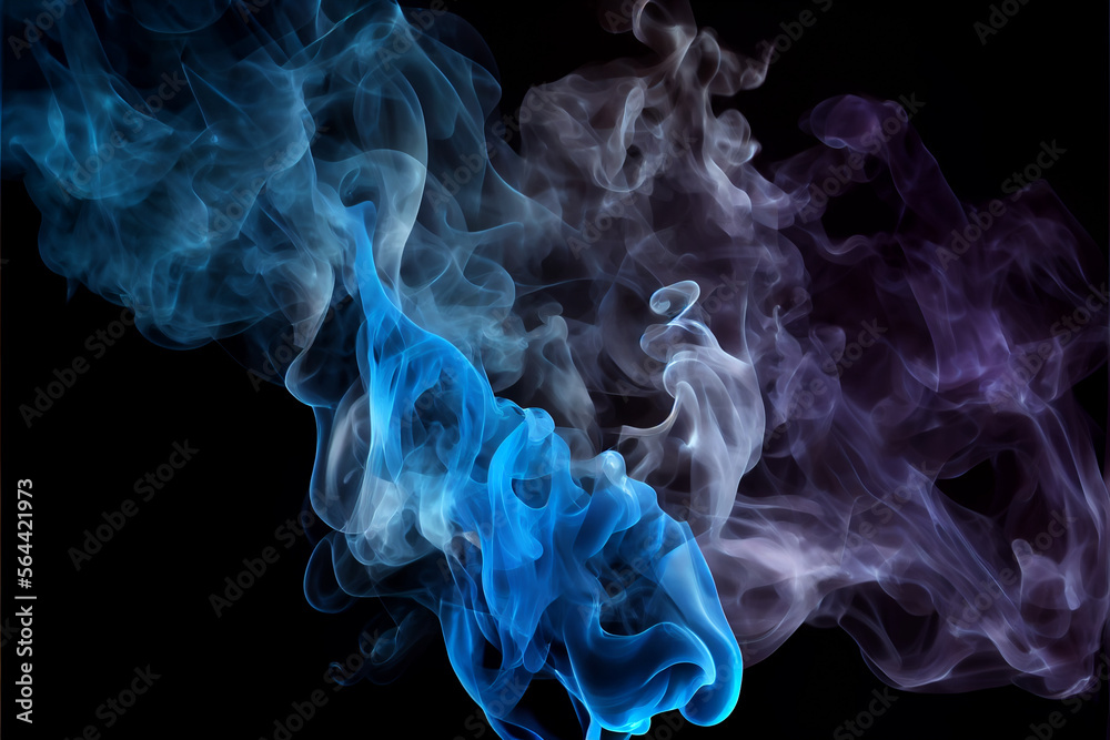 Abstract blue colored smoke isolated on black. Cloud of smoke. Smoke fragments on a black background. Abstract blue colored smoke isolated on black. Cloud of smoke. Smoke fragments on a black background.