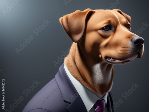 Dog in a business suit. Generative AI © inteamvideo