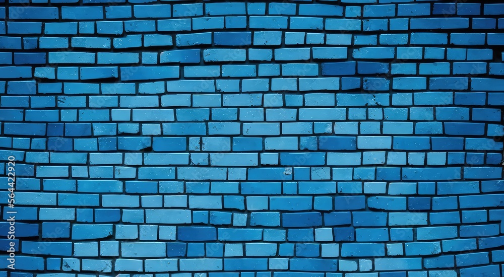 Full frame Blue brick wall background. Generative AI Full frame Blue brick wall background. Generative AI