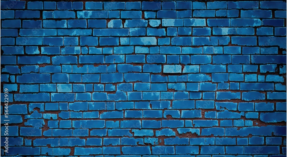 Full frame Blue brick wall background. Generative AI Full frame Blue brick wall background. Generative AI