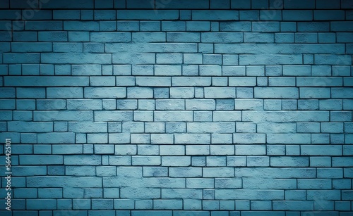 Full frame Blue brick wall background. Generative AI