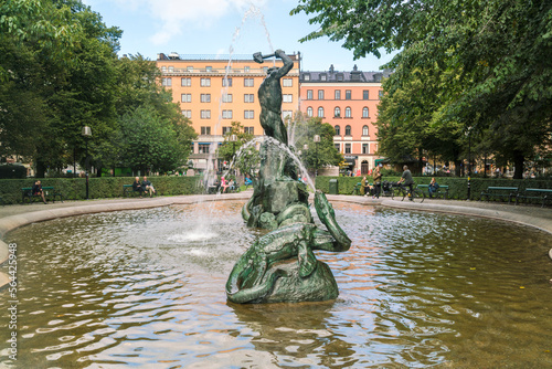 Fountain at Mariatorget in Sodermalm, Stockholm, Sweden photo