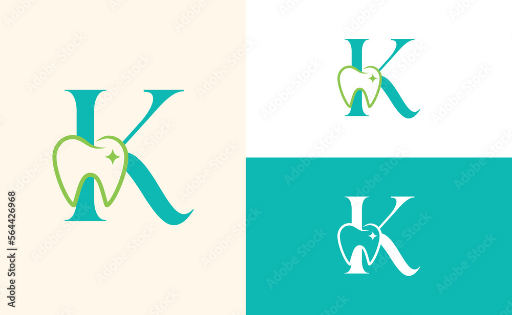 dental care logo tooth doctor dental office letter K dental care logo tooth doctor dental office letter K