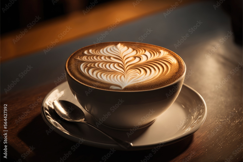 hot latte art coffee on wood table, relax time, Made by AI,Artificial intelligence hot latte art coffee on wood table, relax time, Made by AI,Artificial intelligence