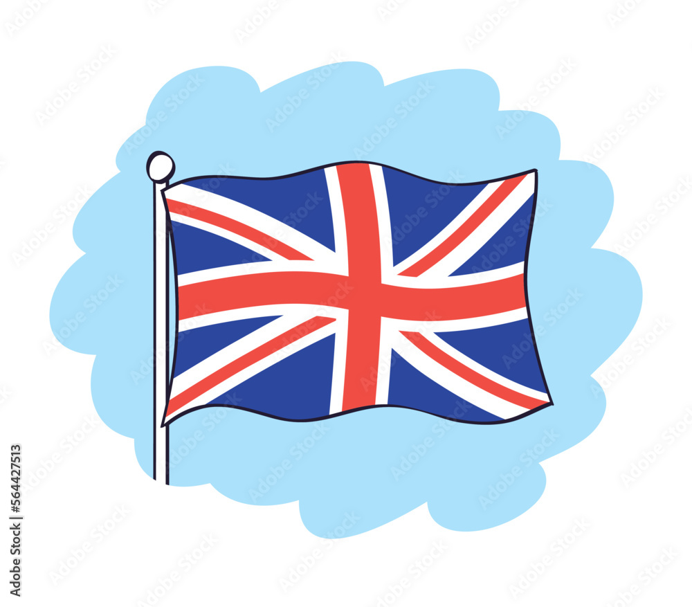 UK, United Kingdom, British flag cartoon vector icon. Great Britain Union  Jack. Stock-Vektorgrafik