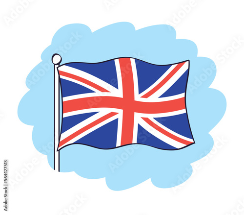 UK, United Kingdom, British flag cartoon vector icon. Great Britain Union Jack.