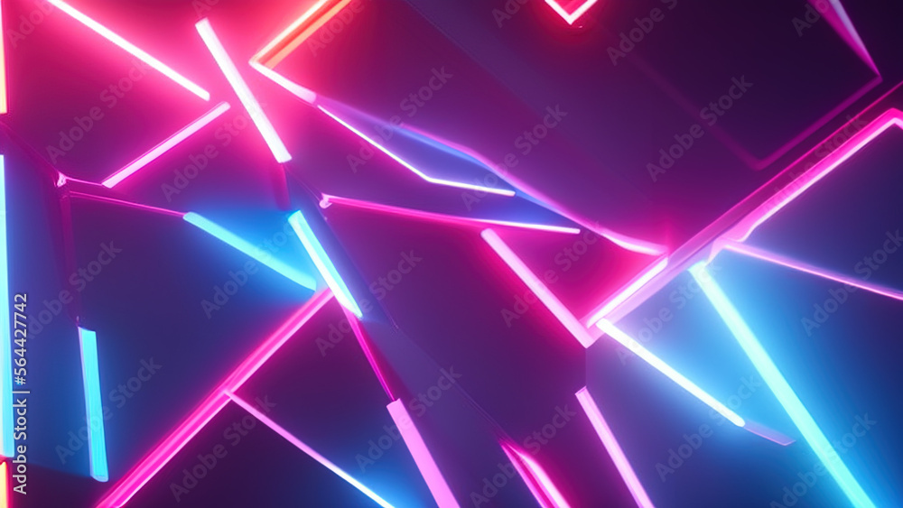 geometric neon lights background, abstract, Generative AI