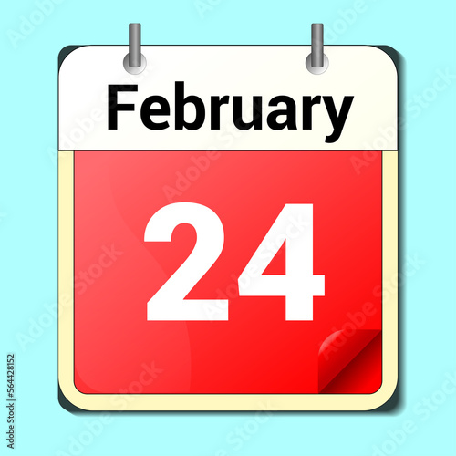 day on the calendar, vector image format, February 24.