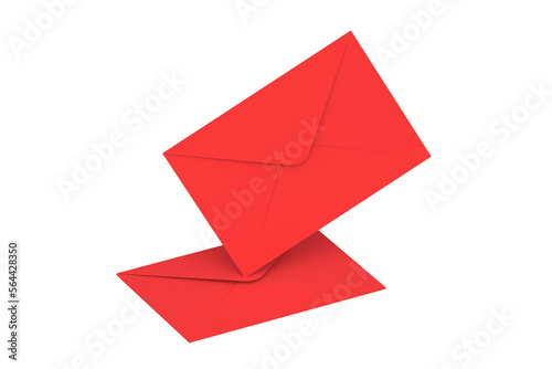 Red envelopes isolated on white background. 3d render © OlekStock