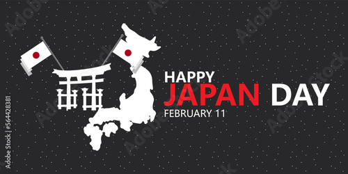 National foundation day design with famous Japanese Japan flag banner with red white