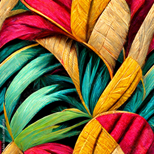 pattern with colorful vibrant leaves carnival ai photo