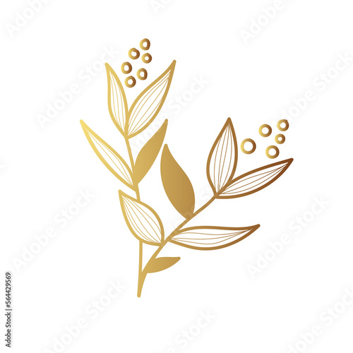 Gold flower line art 