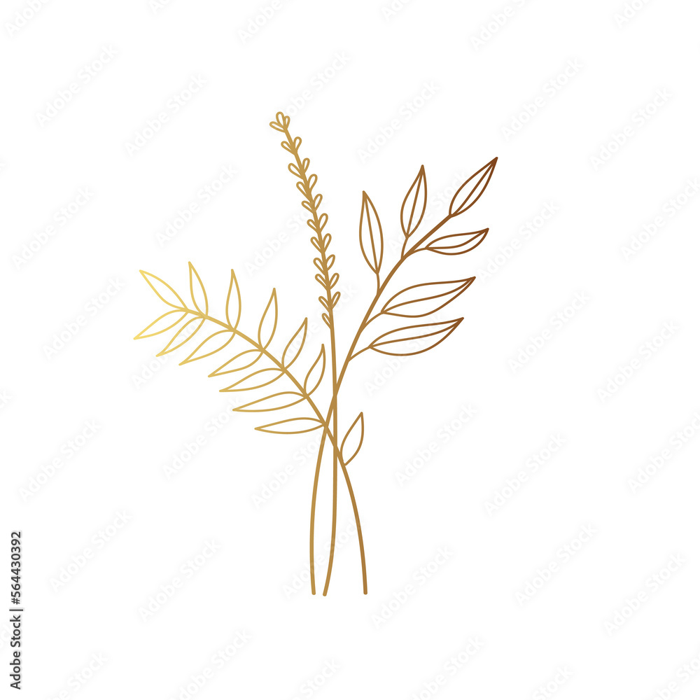 Gold flower line art Gold flower line art