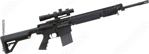 Assault rifle with a scope mounted