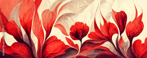 Obraz na płótnie Abstract red flower pattern. Generative AI. w salonie