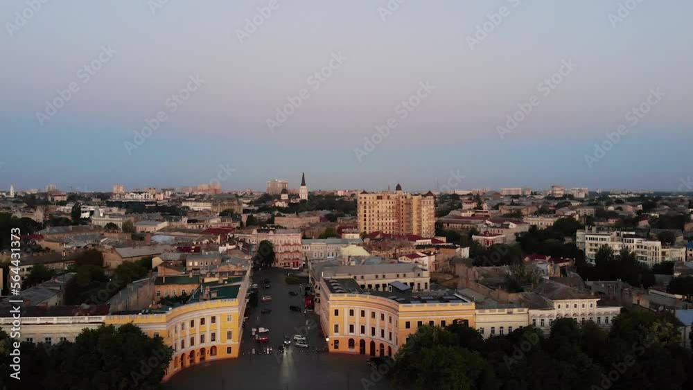 Sunrise in the port of Odessa aerial video Sunrise in the port of Odessa aerial video