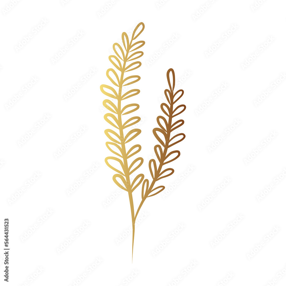 Gold flower line art 