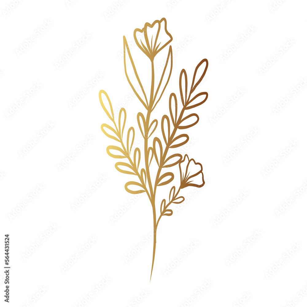 Gold flower line art 