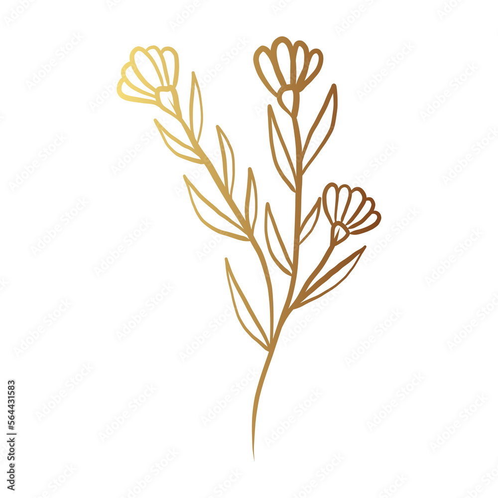 Gold flower line art Gold flower line art