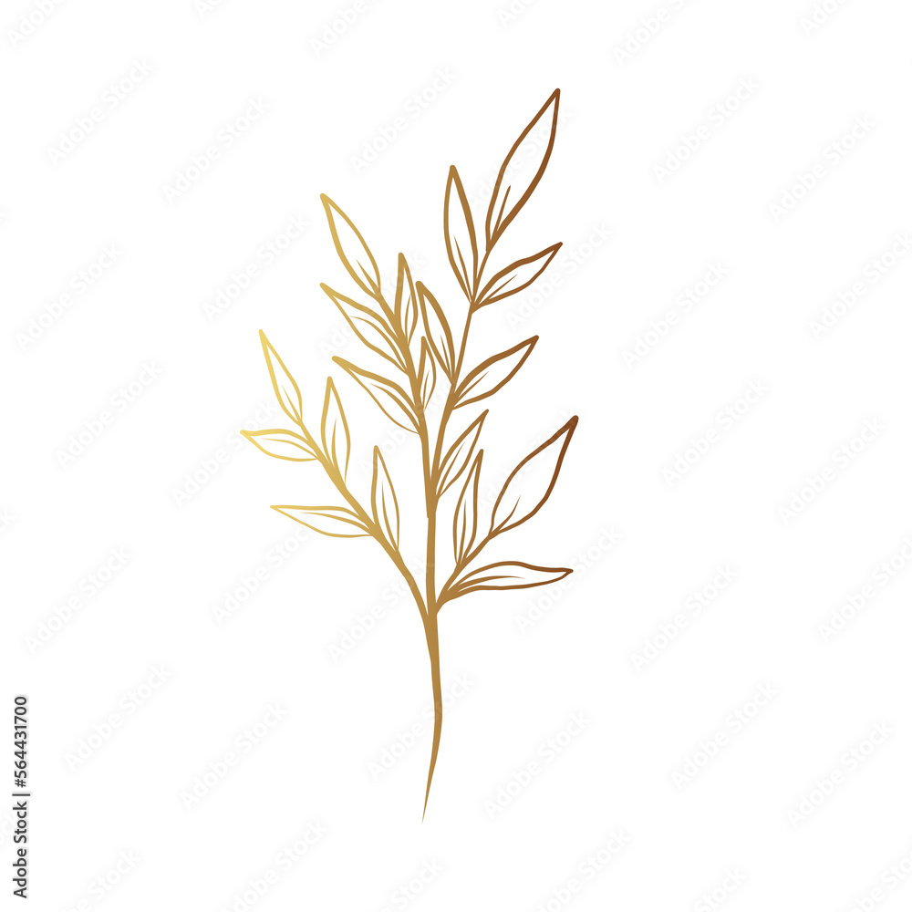 Gold flower line art Gold flower line art