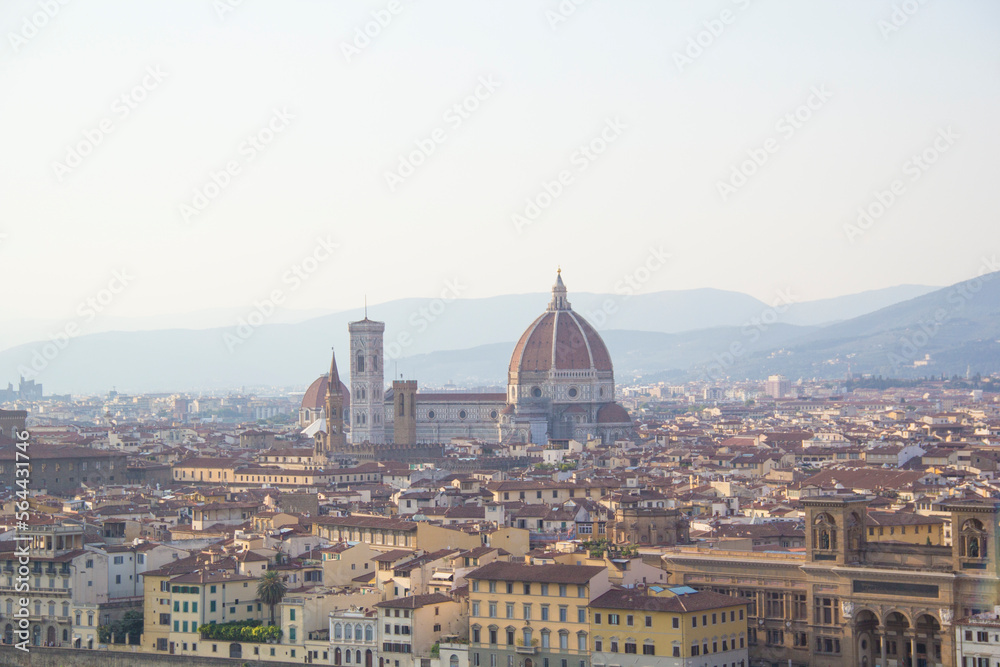 Beautiful view of Santa Maria del Fiore and Giotto's Belltower in Florence, Italy